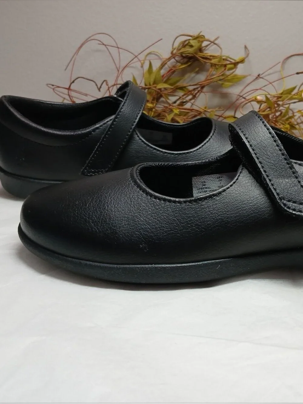 Hush Puppies Black Mary Jane Kids Dress Shoes with Hook Strap Leather
